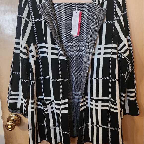 ivestments Jackets & Blazers - Long black and white wool jacket size L